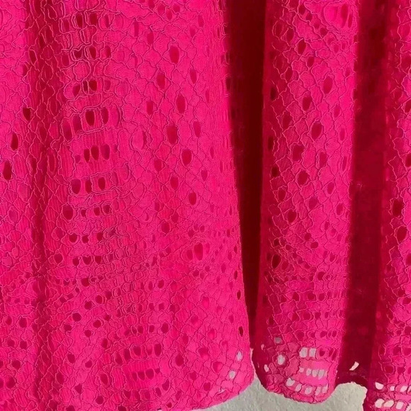 Lilly Pulitzer Quinn Halter Hot Pink Textured Knotty Lace Feminine Swing Dress S - Picture 8 of 11